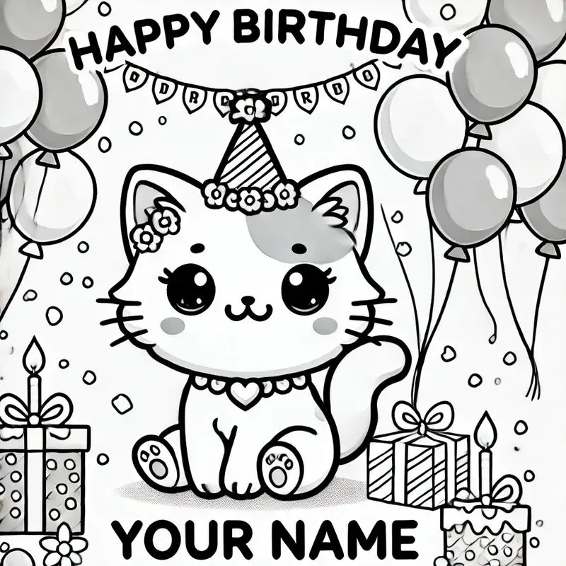 Cute Birthday Coloring Pages