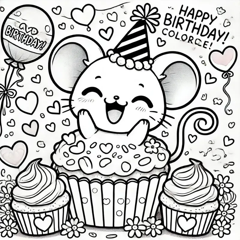 Cute Birthday Coloring Pages