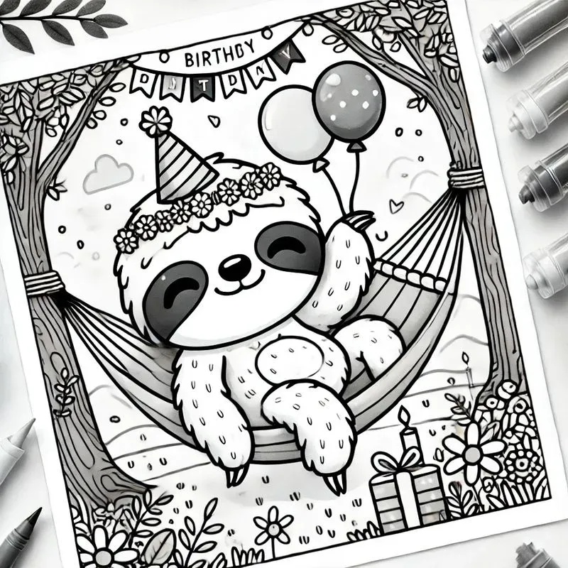 Cute Birthday Coloring Pages