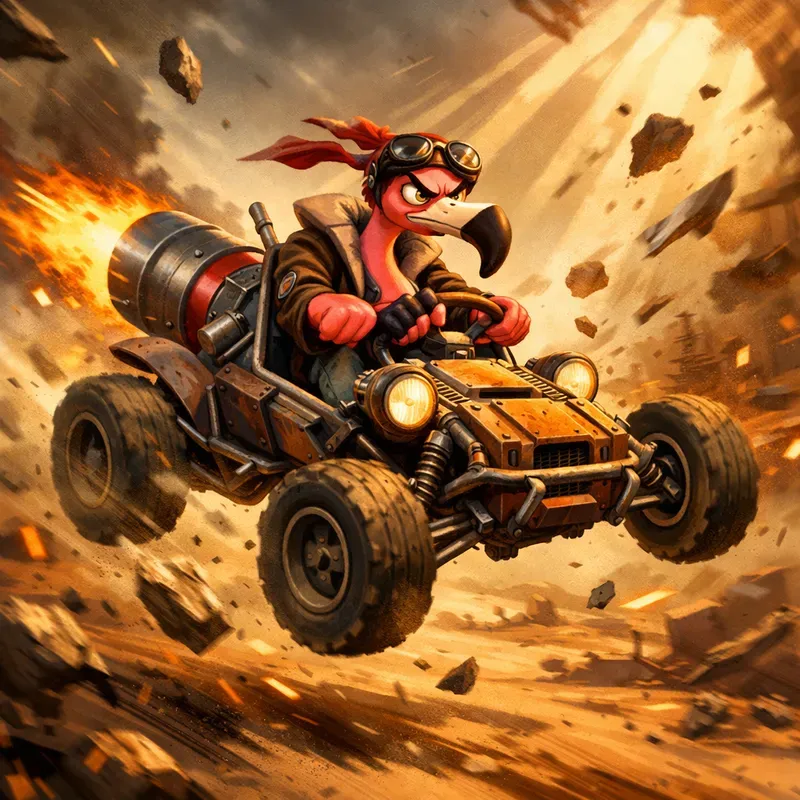 Postapocalyptic Cartoon Chase Scenes