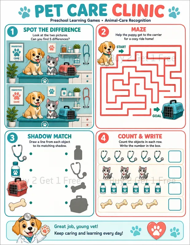 4 In 1 Preschool Games Worksheets