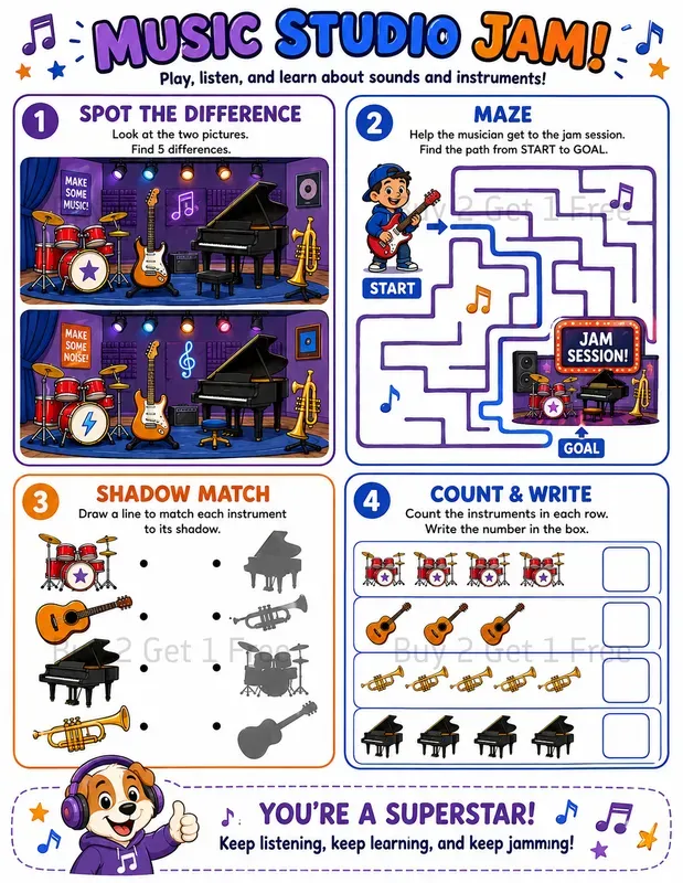 4 In 1 Preschool Games Worksheets