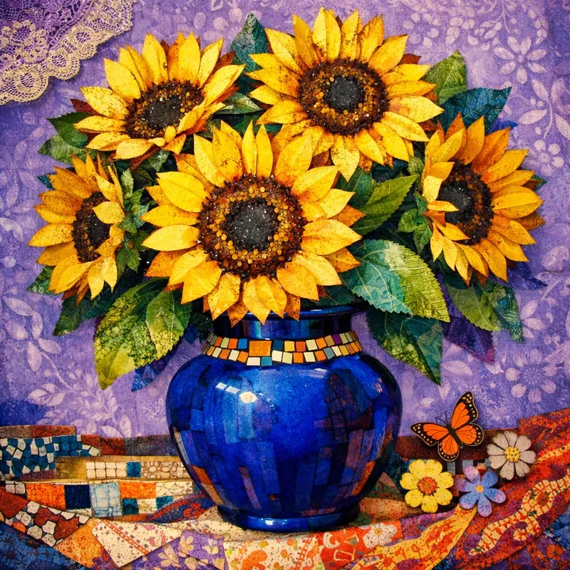 Textured Mosaic Floral Fantasies