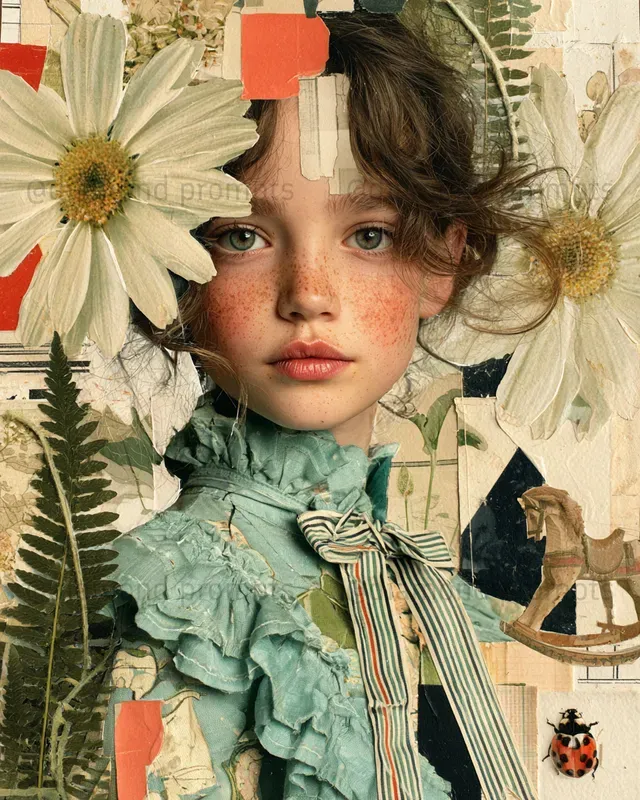 Whimsical Mixed Media Portrait Collages