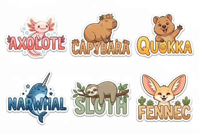 Cartoon Animal Name Sticker Collections
