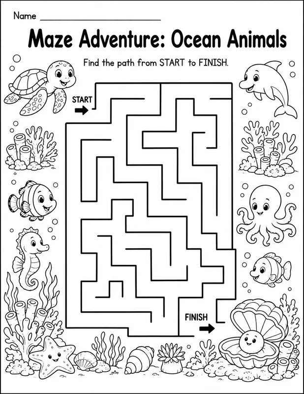 Printable Kids Maze Worksheet Generator