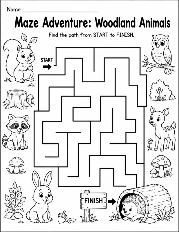Printable Kids Maze Worksheet Generator