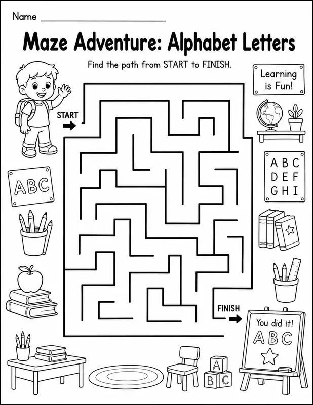 Printable Kids Maze Worksheet Generator