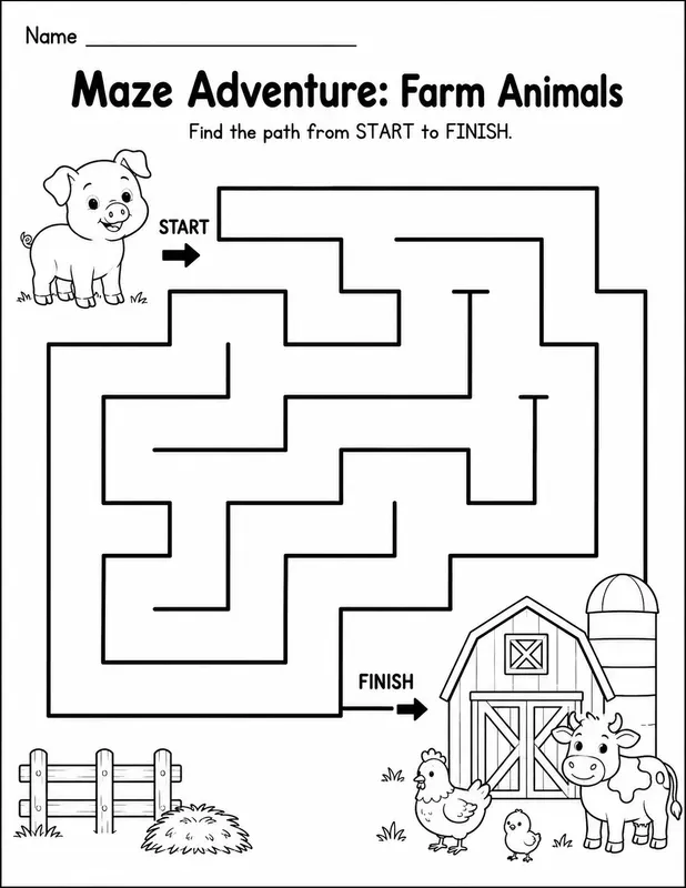 Printable Kids Maze Worksheet Generator