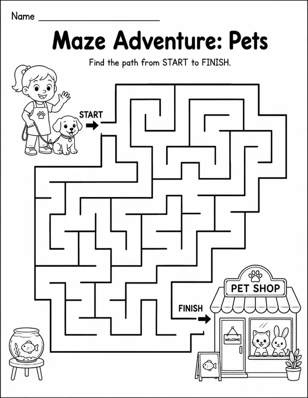 Printable Kids Maze Worksheet Generator