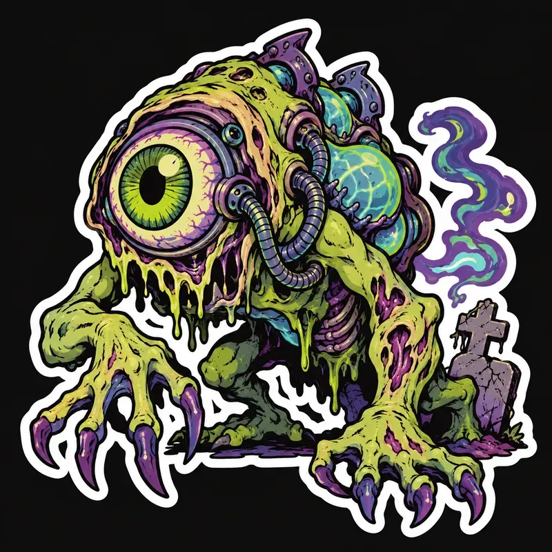 Toxic Retro Halloween Stickers
