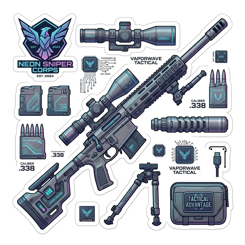 Vaporwave Esports Gear Vector Icons
