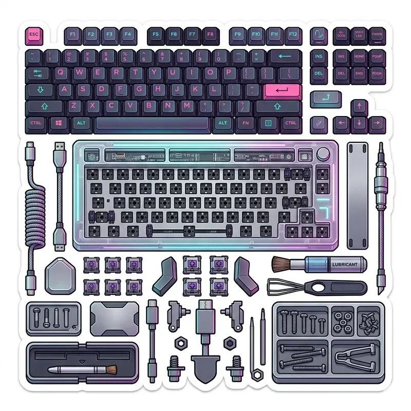 Vaporwave Esports Gear Vector Icons
