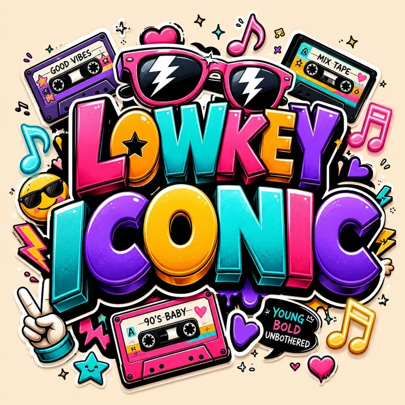 Gen Z Slang Cartoon Sticker Typography