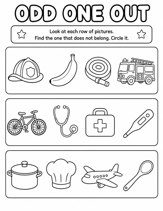 Odd One Out Worksheets For Ages 46