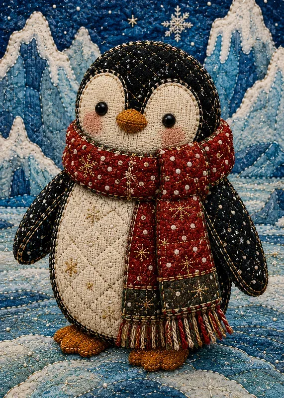 Cozy Patchwork Christmas Doll Art