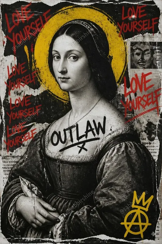 Grunge Streetart Portrait Collage Gens