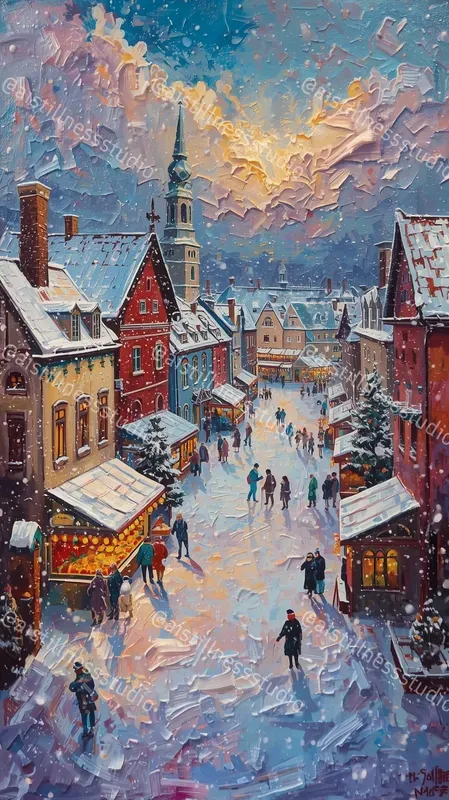 Vibrant Impasto Winter Oil Paintings
