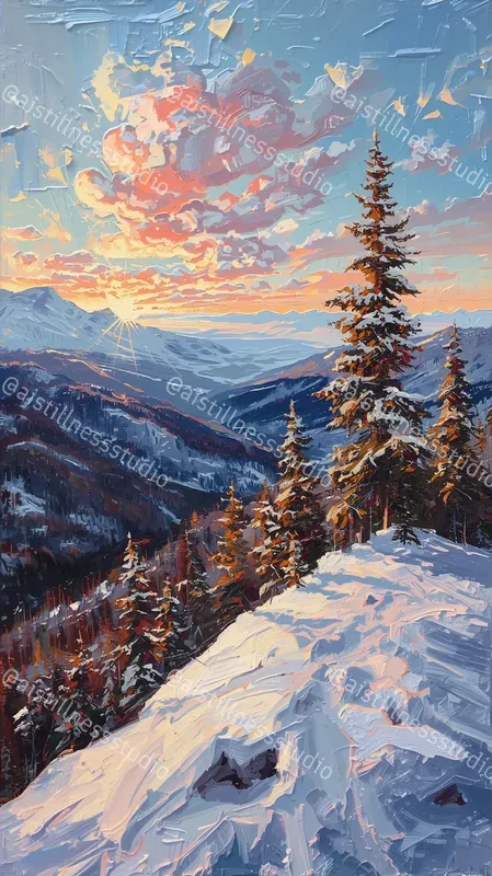 Vibrant Impasto Winter Oil Paintings
