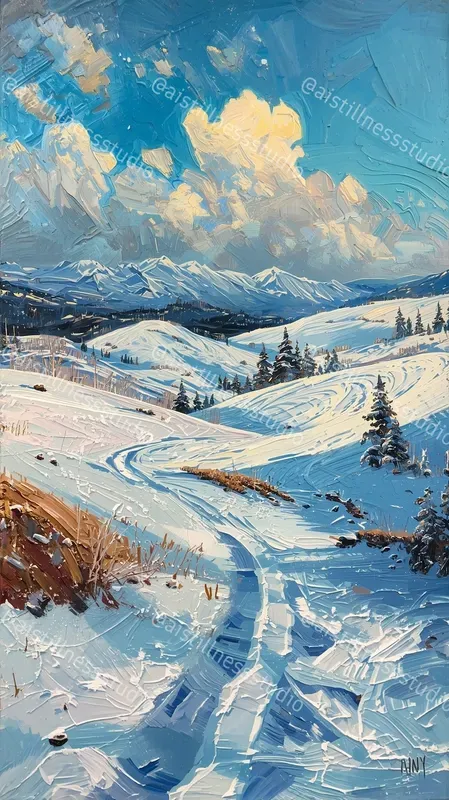 Vibrant Impasto Winter Oil Paintings