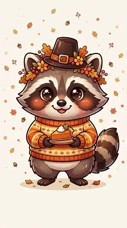 Cute Thanksgiving Chibi Animals Prints