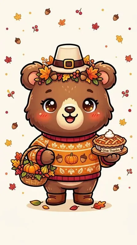 Cute Thanksgiving Chibi Animals Prints