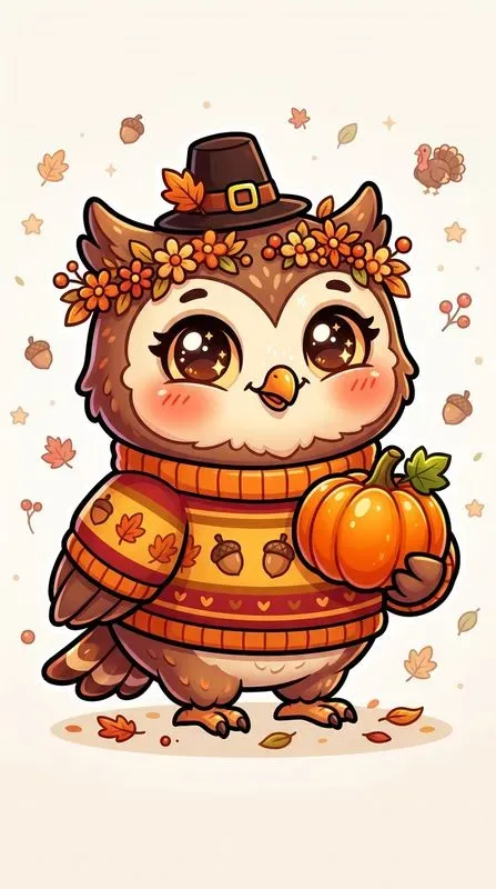 Cute Thanksgiving Chibi Animals Prints