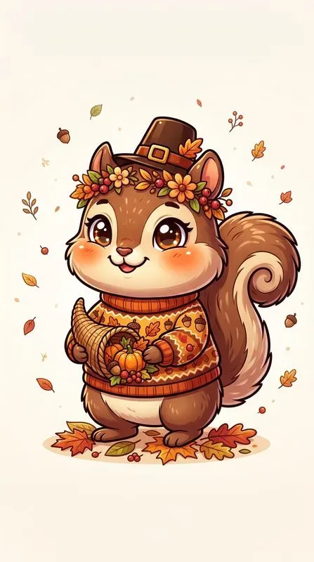 Cute Thanksgiving Chibi Animals Prints