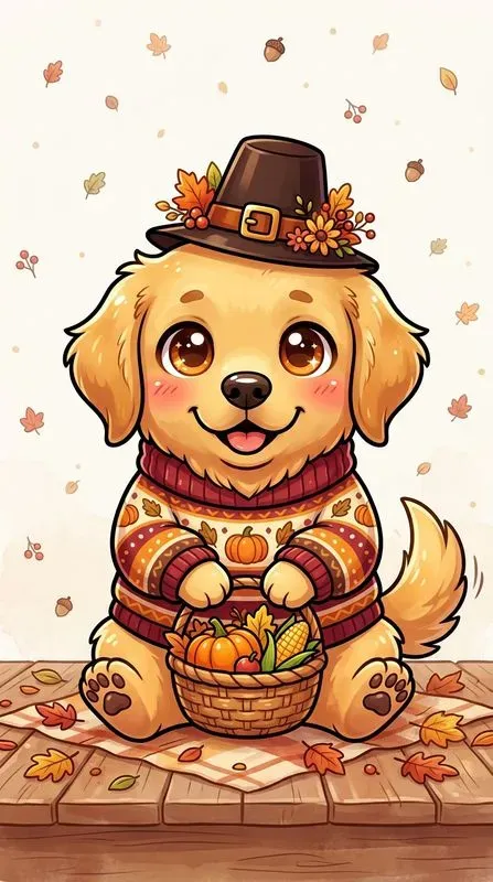 Cute Thanksgiving Chibi Animals Prints