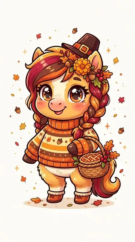 Cute Thanksgiving Chibi Animals Prints