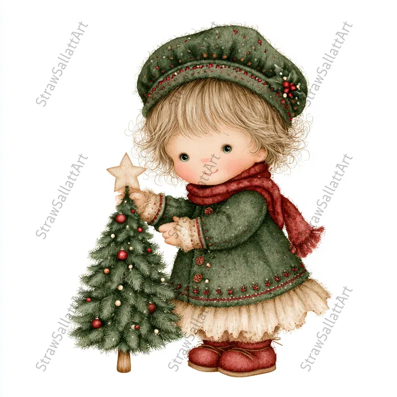 Cute Christmas Kids Character Cliparts