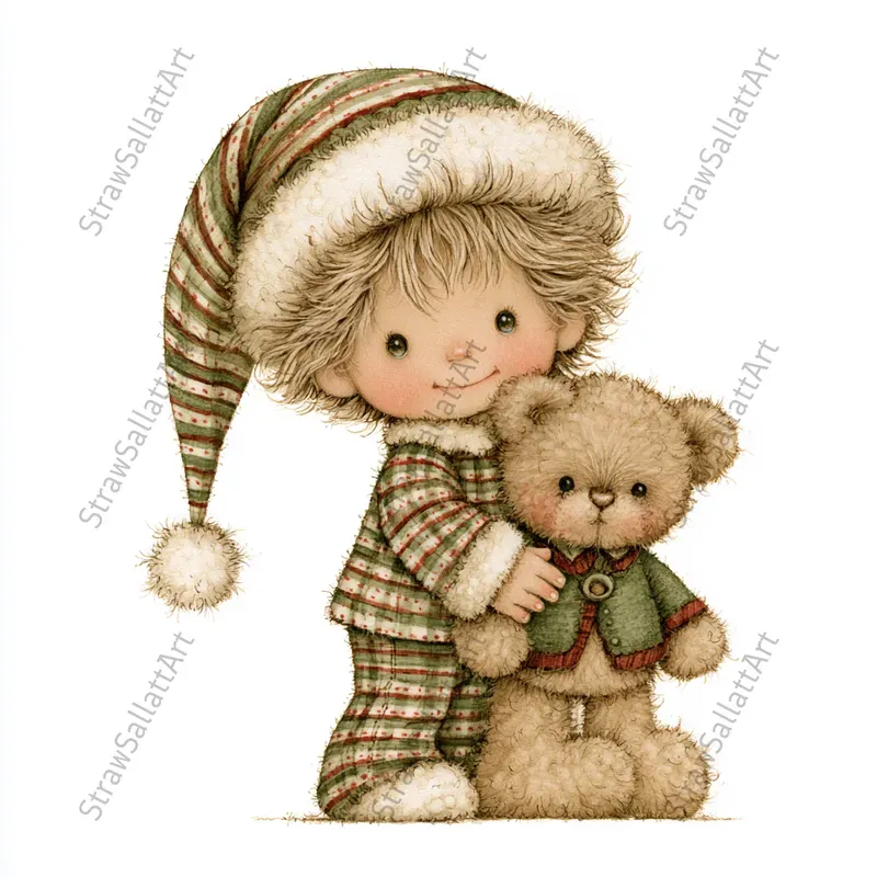 Cute Christmas Kids Character Cliparts