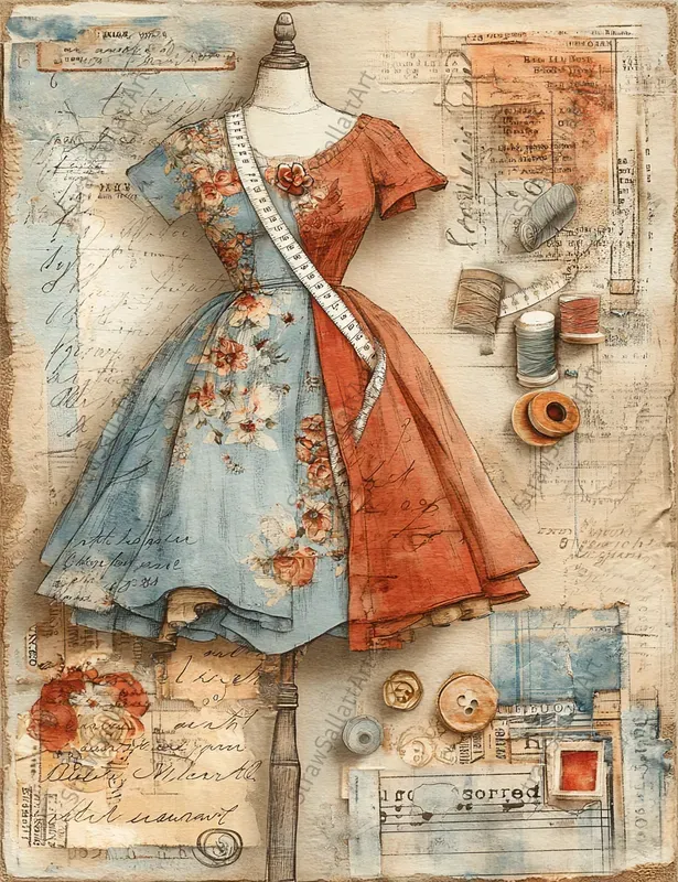 Vintage Couture Junk Journal Ephemera