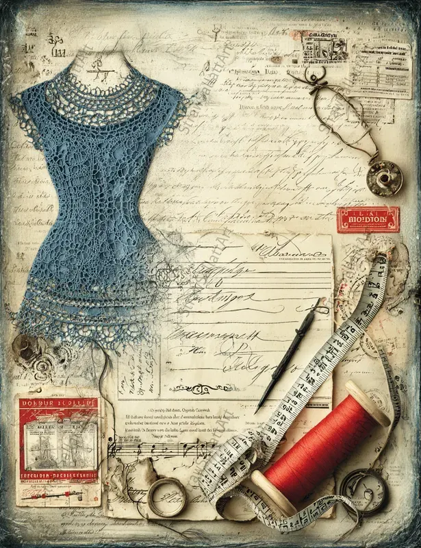 Vintage Couture Junk Journal Ephemera
