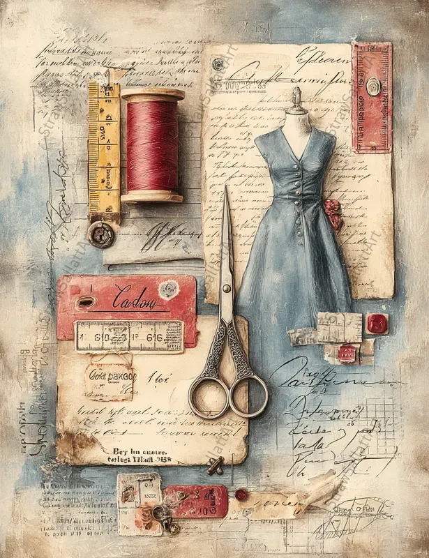 Vintage Couture Junk Journal Ephemera