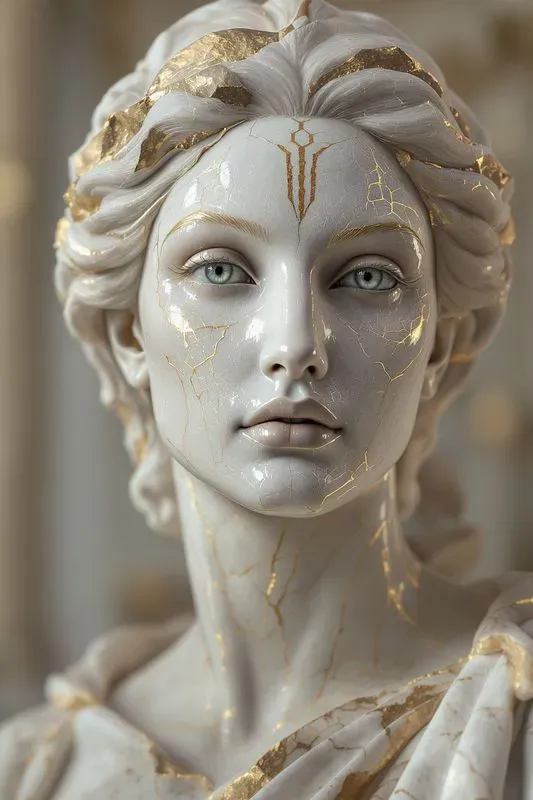 Ethereal Women Marble Floral Art