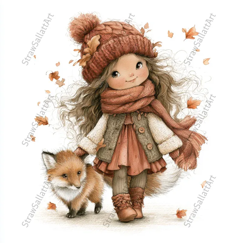 Cute Autumn Girl Tshirt Cliparts