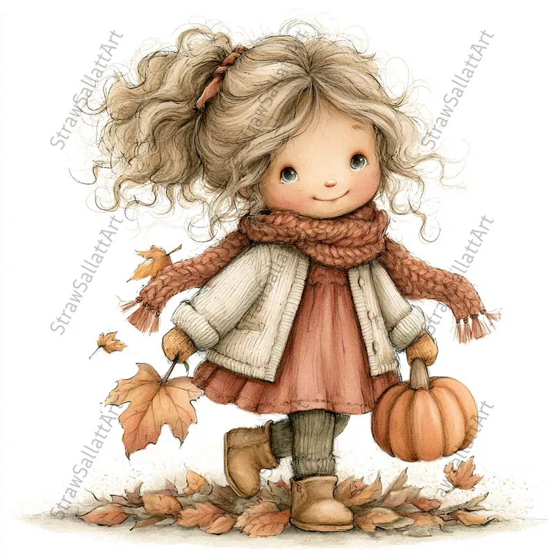 Cute Autumn Girl Tshirt Cliparts