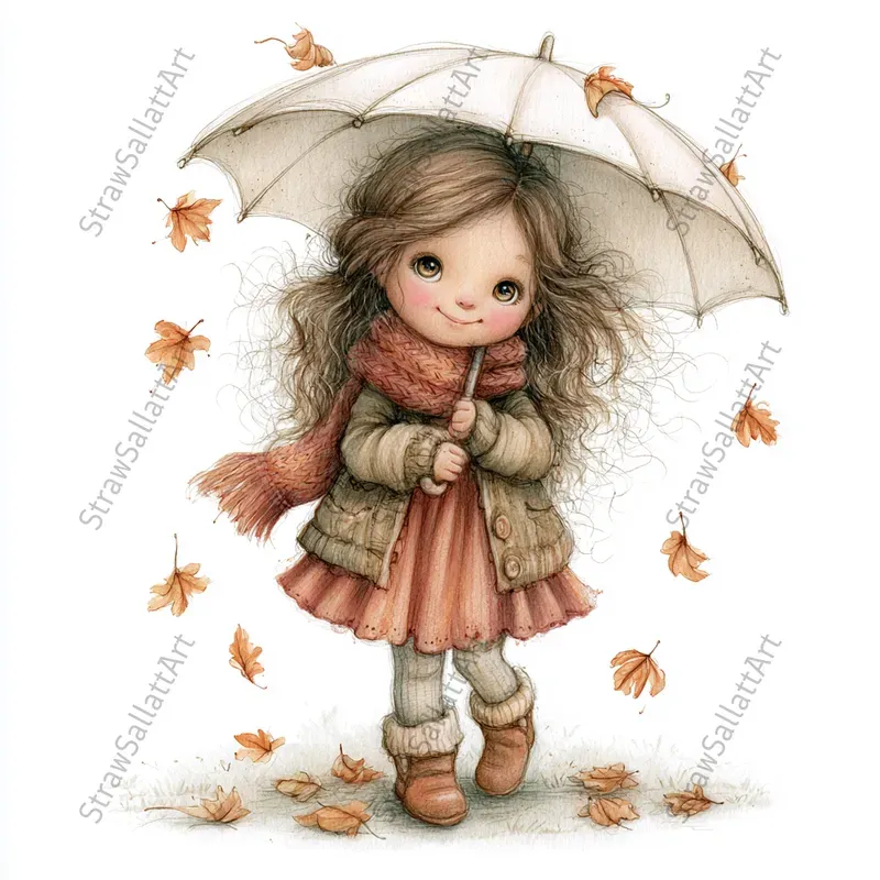Cute Autumn Girl Tshirt Cliparts