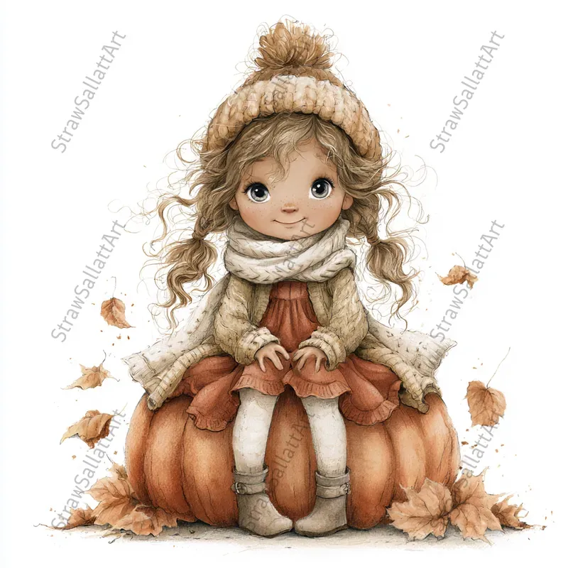 Cute Autumn Girl Tshirt Cliparts