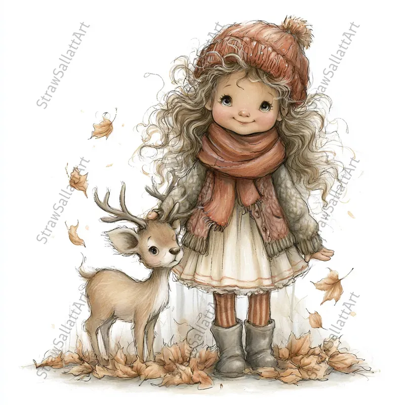 Cute Autumn Girl Tshirt Cliparts