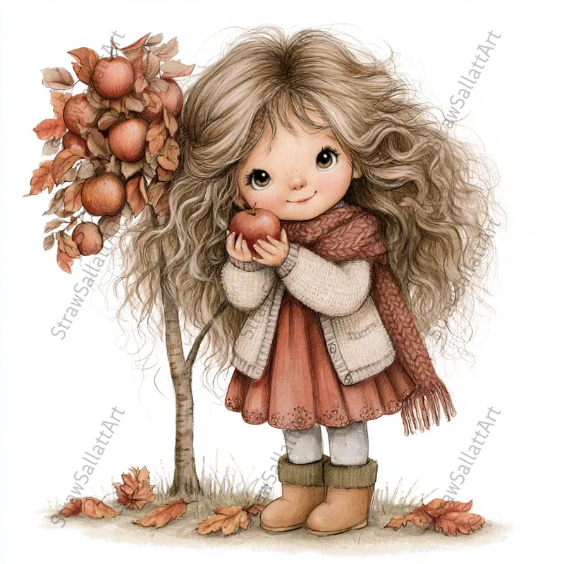 Cute Autumn Girl Tshirt Cliparts