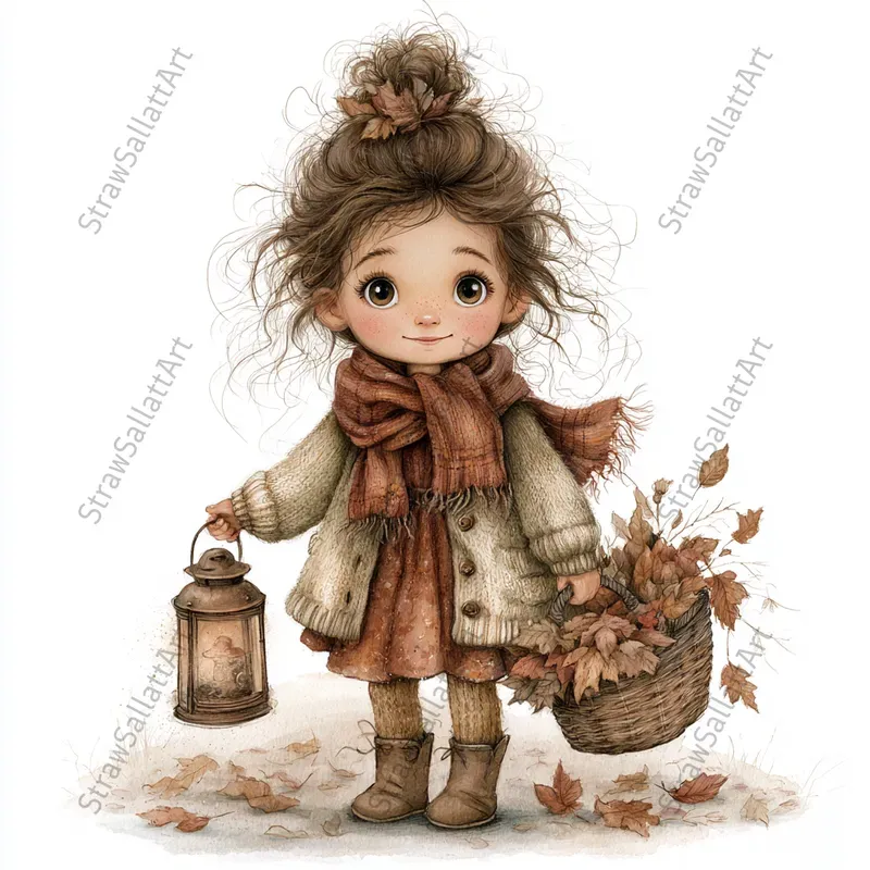 Cute Autumn Girl Tshirt Cliparts