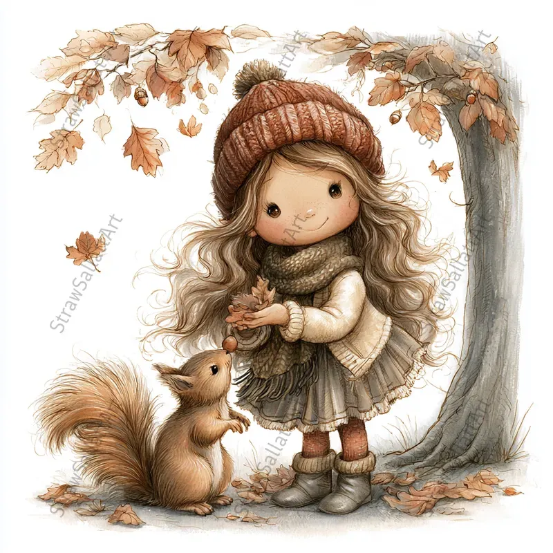 Cute Autumn Girl Tshirt Cliparts
