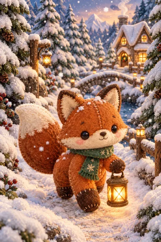 Snowy Forest Friends Plush Toy Art