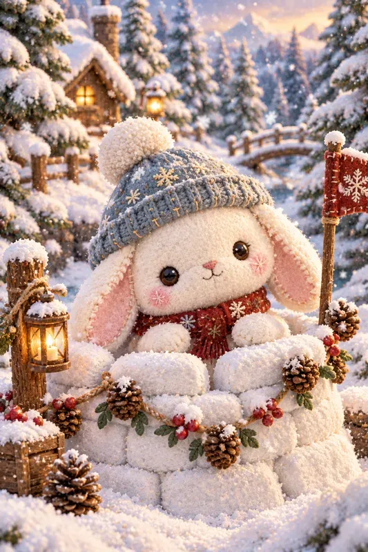 Snowy Forest Friends Plush Toy Art
