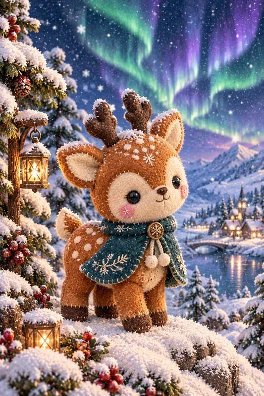 Snowy Forest Friends Plush Toy Art