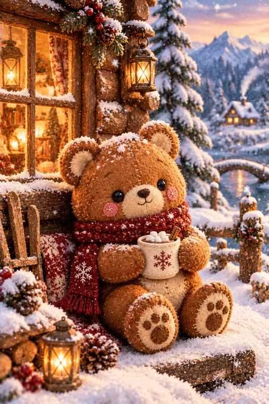 Snowy Forest Friends Plush Toy Art