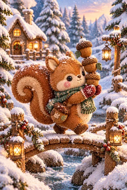 Snowy Forest Friends Plush Toy Art