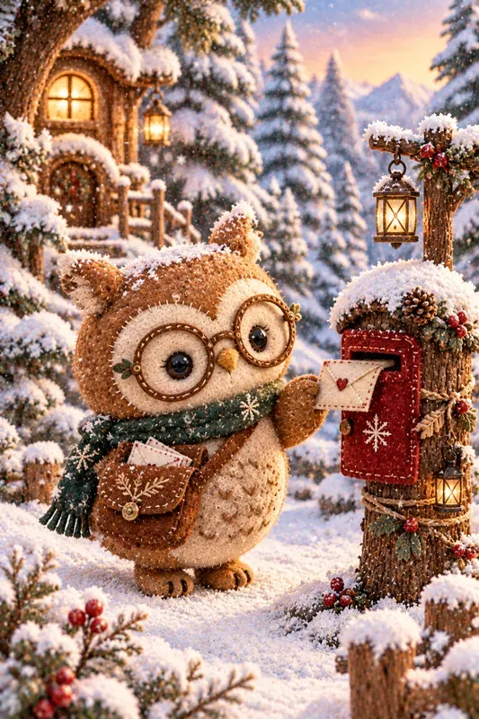 Snowy Forest Friends Plush Toy Art